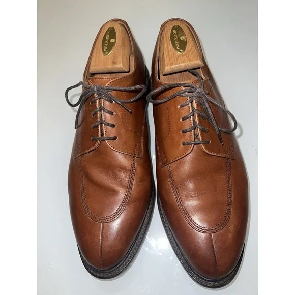 Loake Split Toe Oxfords Lace Up Dress Shoes Men Size 9 Brown Leather France - Picture 5 of 9